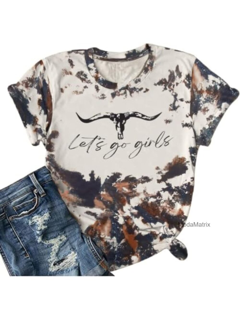 Let's Go Girl Western Bleached Graphic T-Shirt Country Music Cowgirl Tee